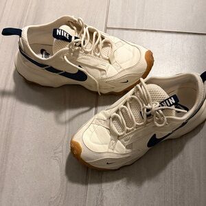 Nike Beige and Dark Blue Athletic Shoes